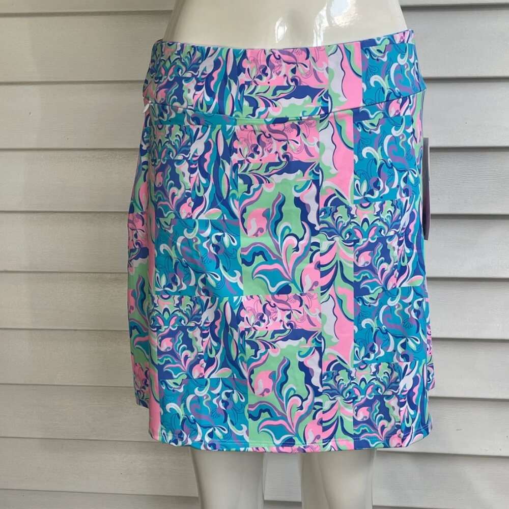 Lulu-B Ladies Abstract Floral Pull On Zip Skort with UPF50+ Sun Protection